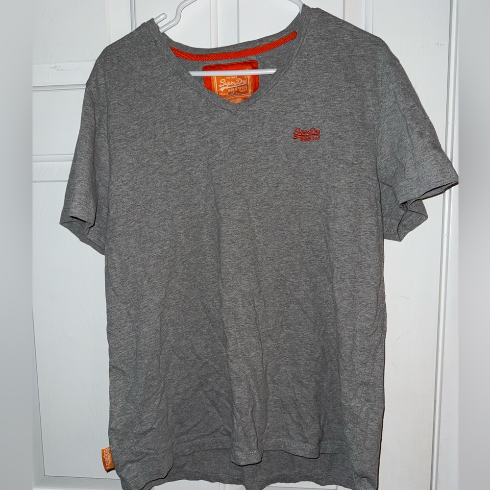 Vintage Superdry Japan Grey V-Neck Tee